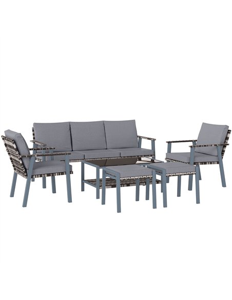 Outsunny Six-Piece Rattan Garden Sofa Set - Grey - pic 163964 | FastDaddyshop