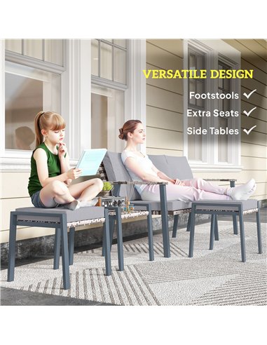 Outsunny Six-Piece Rattan Garden Sofa Set - Grey