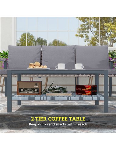 Outsunny Six-Piece Rattan Garden Sofa Set - Grey