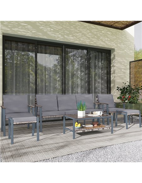 Outsunny Six-Piece Rattan Garden Sofa Set - Grey - pic 163972 | FastDaddyshop