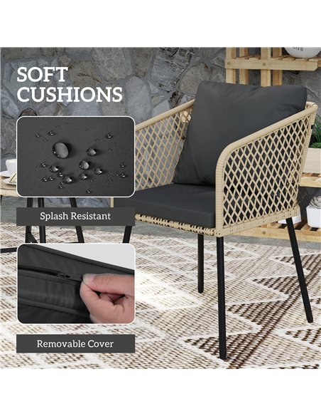 Outsunny Three-Piece Cut-Out Rattan Chair and Table Set - Brown/Black - pic 163978 | FastDaddyshop