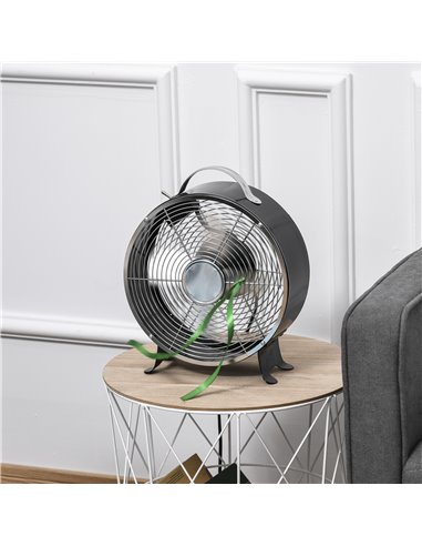 Homcom 26cm Electrical 2-Speed Portable Table Desk Fan, Black