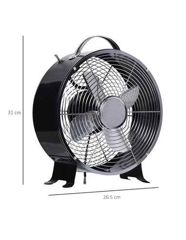 Homcom 26cm Electrical 2-Speed Portable Table Desk Fan, Black