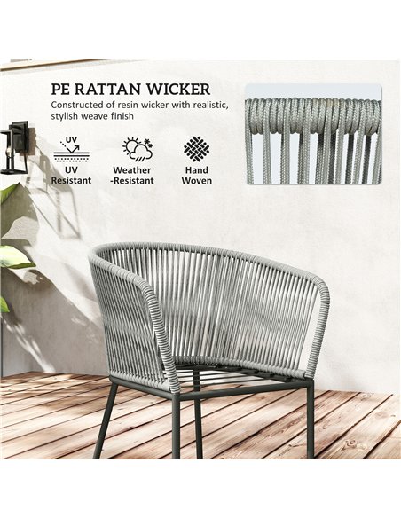 Outsunny Rattan Dining Set, 6 Seater Rattan Garden Furniture Set with Acacia Wood Top Rectangle Table, 6 Chairs, Washable Seat C - pic 164039 | FastDaddyshop