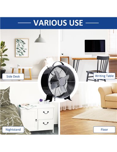 HOMCOM 26cm 2-Speed Electric Table Desk Fan w/ Safety Guard Anti-Slip Feet Portable Personal Cooling Fan Home Office Bedroom Bla