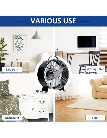 HOMCOM 26cm 2-Speed Electric Table Desk Fan w/ Safety Guard Anti-Slip Feet Portable Personal Cooling Fan Home Office Bedroom Bla - pic 16405 | FastDaddyshop