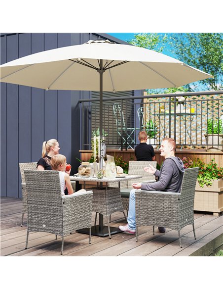 Outsunny Five-Piece Rattan Set, with Wood-Top Table - Grey - pic 164055 | FastDaddyshop