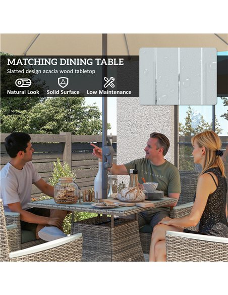 Outsunny Five-Piece Rattan Set, with Wood-Top Table - Grey - pic 164059 | FastDaddyshop