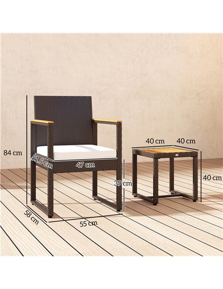 Outsunny Three-Piece Rattan Chair Set - White - pic 164074 | FastDaddyshop