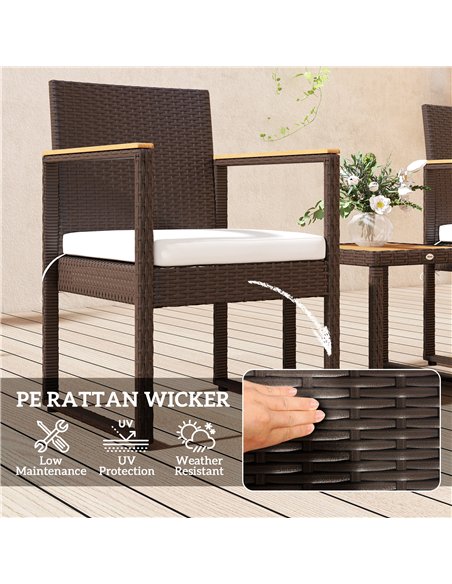 Outsunny Three-Piece Rattan Chair Set - White - pic 164076 | FastDaddyshop