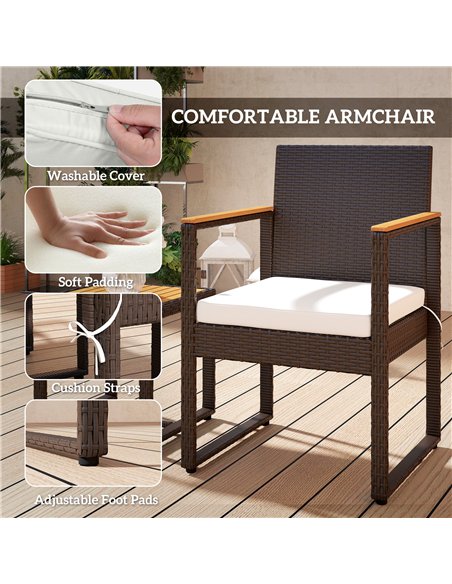 Outsunny Three-Piece Rattan Chair Set - White - pic 164078 | FastDaddyshop