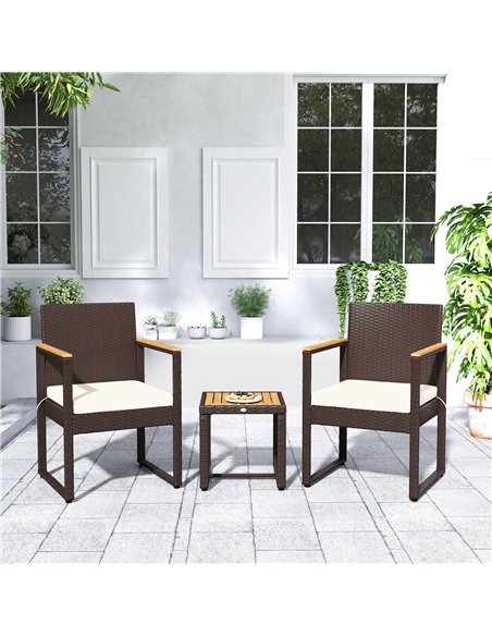 Outsunny Three-Piece Rattan Chair Set - White - pic 164079 | FastDaddyshop