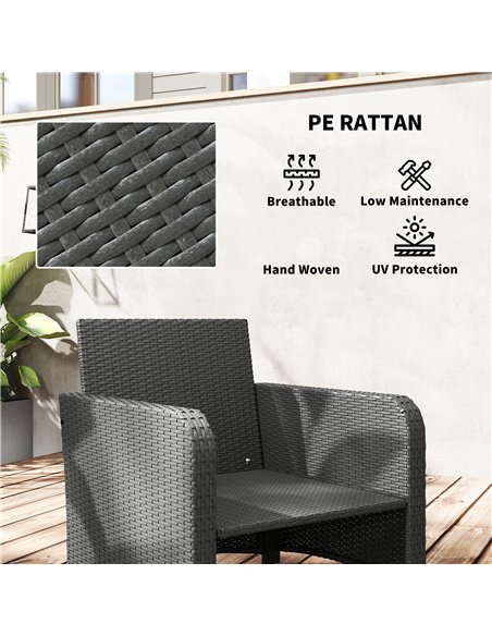 Outsunny Five Piece Rattan Garden Furniture Set with 2-Tier Coffee Table and Ottomans - Grey - pic 164086 | FastDaddyshop
