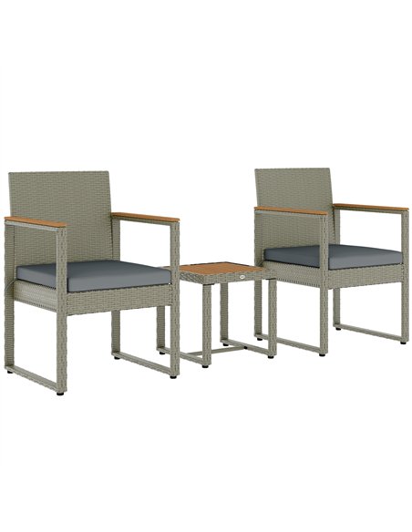 Outsunny Three-Piece Rattan Chair Set - Grey - pic 164090 | FastDaddyshop