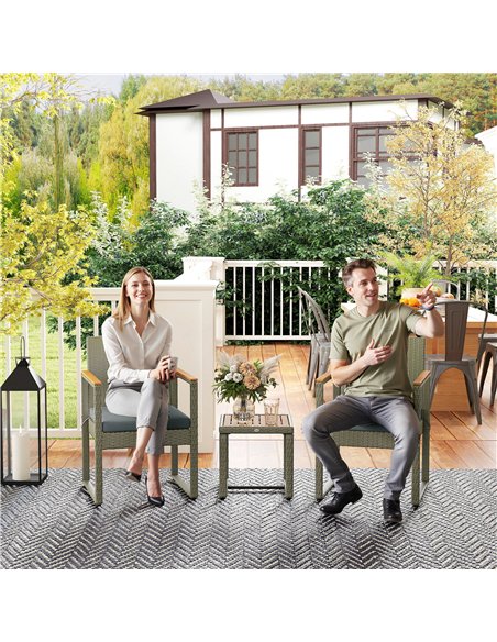 Outsunny Three-Piece Rattan Chair Set - Grey - pic 164091 | FastDaddyshop