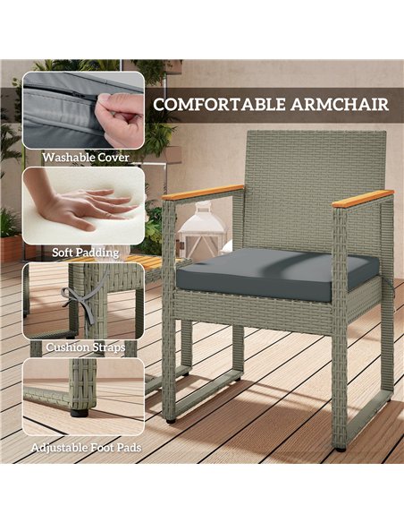 Outsunny Three-Piece Rattan Chair Set - Grey - pic 164096 | FastDaddyshop