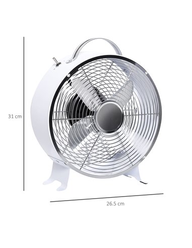Homcom 26cm Electrical 2-Speed Portable Table Desk Fan, White