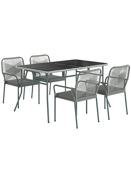 Outsunny Five-Piece PE Rattan Garden Dining Set with Cushions & Stackable Chairs - Light Grey - pic 164108 | FastDaddyshop
