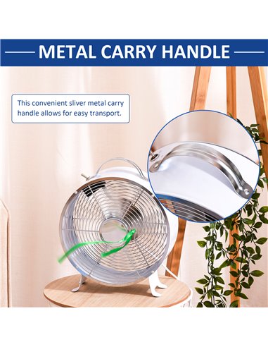 Homcom 26cm Electrical 2-Speed Portable Table Desk Fan, White