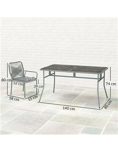 Outsunny Five-Piece PE Rattan Garden Dining Set with Cushions & Stackable Chairs - Light Grey