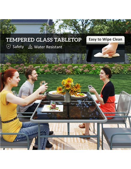 Outsunny Five-Piece PE Rattan Garden Dining Set with Cushions & Stackable Chairs - Light Grey - pic 164114 | FastDaddyshop