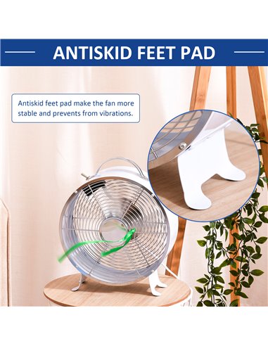 Homcom 26cm Electrical 2-Speed Portable Table Desk Fan, White