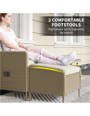 Outsunny Five-Piece Reclining Rattan Chair Set - Light Grey