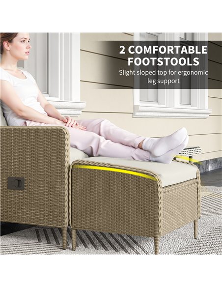 Outsunny Five-Piece Reclining Rattan Chair Set - Light Grey - pic 164121 | FastDaddyshop
