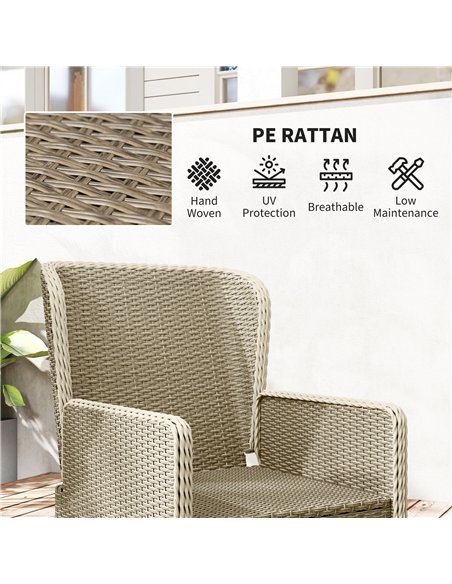 Outsunny Five-Piece Reclining Rattan Chair Set - Light Grey - pic 164122 | FastDaddyshop