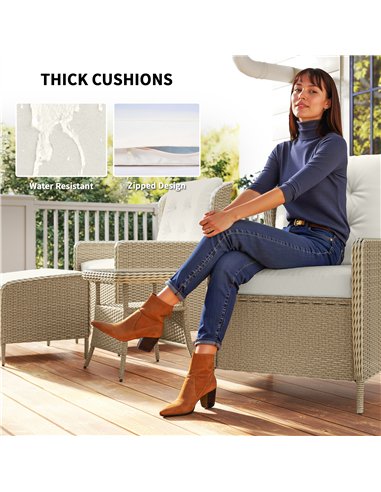 Outsunny Five-Piece Reclining Rattan Chair Set - Light Grey