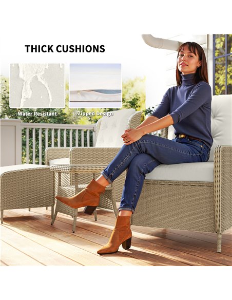 Outsunny Five-Piece Reclining Rattan Chair Set - Light Grey - pic 164123 | FastDaddyshop