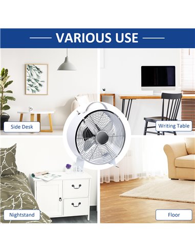 Homcom 26cm Electrical 2-Speed Portable Table Desk Fan, White