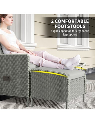 Outsunny Five-Piece Reclining Rattan Chair Set - Charcoal Grey