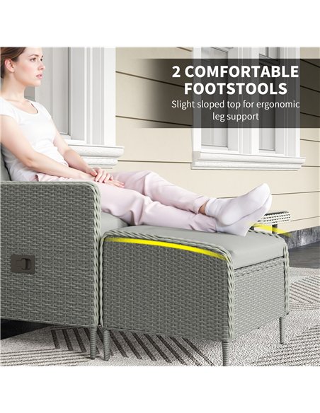 Outsunny Five-Piece Reclining Rattan Chair Set - Charcoal Grey - pic 164130 | FastDaddyshop
