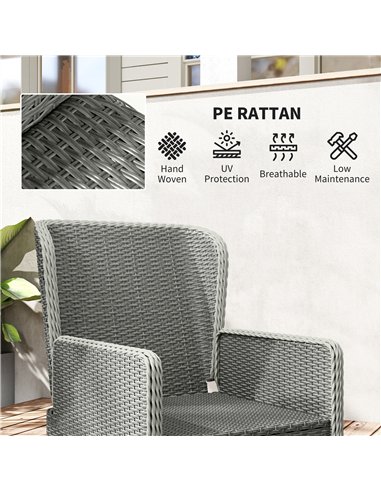 Outsunny Five-Piece Reclining Rattan Chair Set - Charcoal Grey