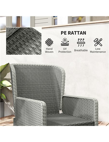 Outsunny Five-Piece Reclining Rattan Chair Set - Charcoal Grey - pic 164131 | FastDaddyshop