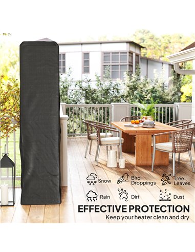 Outsunny Heavy Duty Gas Pyramid Patio Heater Cover, Full Length Outdoor Heater Cover Protector, UPF 30+ Oxford Fabric with Zippe