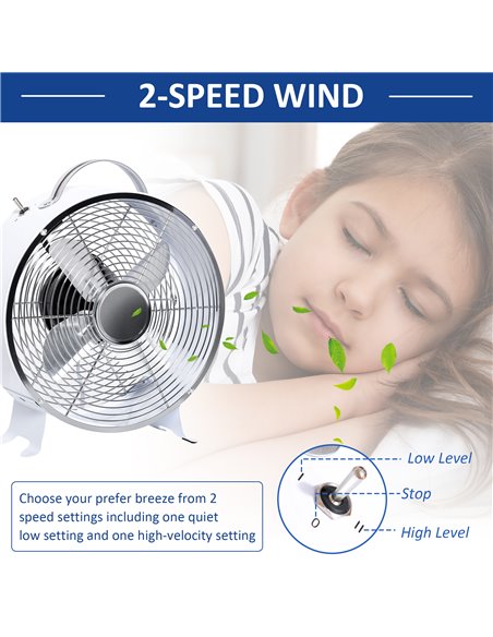 Homcom 26cm Electrical 2-Speed Portable Table Desk Fan, White - pic 16414 | FastDaddyshop