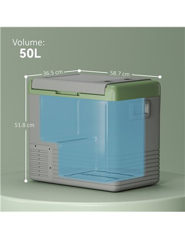 Outsunny 50L Portable Car Refrigerator - Light Green and Grey