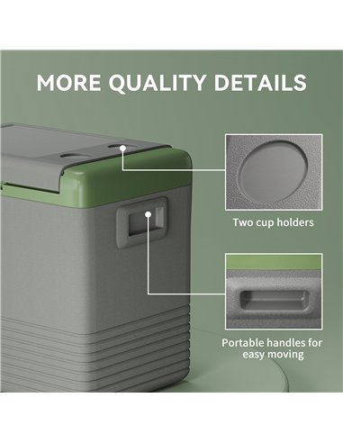 Outsunny 50L Portable Car Refrigerator - Light Green and Grey