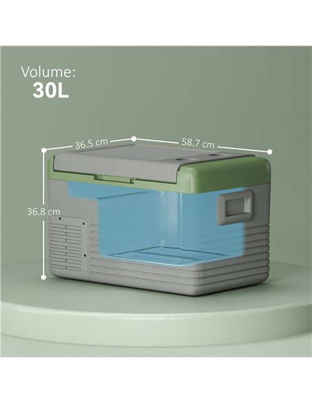 Outsunny 30L Portable Car Refrigerator - Light Green and Grey - pic 164155 | FastDaddyshop
