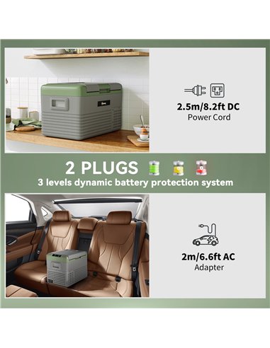 Outsunny 30L Portable Car Refrigerator - Light Green and Grey