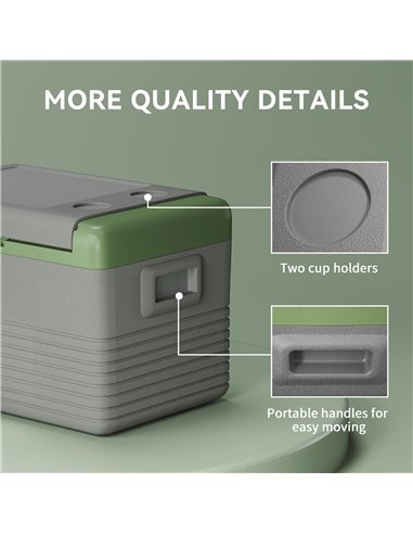 Outsunny 30L Portable Car Refrigerator - Light Green and Grey