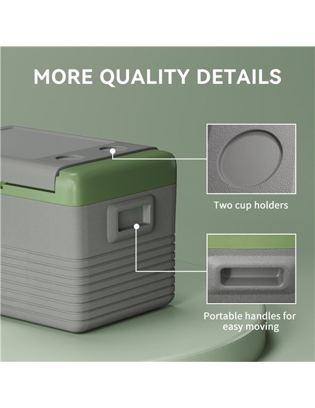 Outsunny 30L Portable Car Refrigerator - Light Green and Grey - pic 164159 | FastDaddyshop