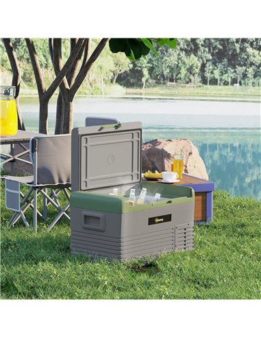 Outsunny 30L Portable Car Refrigerator - Light Green and Grey