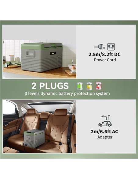 Outsunny 40L Portable Car Refrigerator - Light Green and Grey - pic 164167 | FastDaddyshop