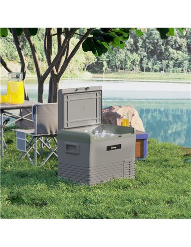Outsunny 40L Portable Car Refrigerator - Light Green and Grey