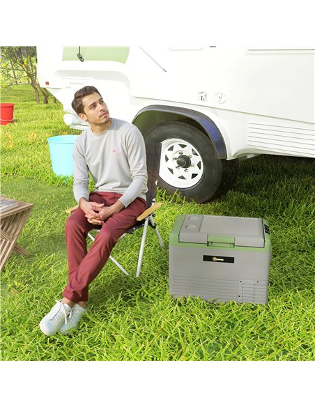 Outsunny 40L Portable Car Refrigerator - Light Green and Grey - pic 164170 | FastDaddyshop