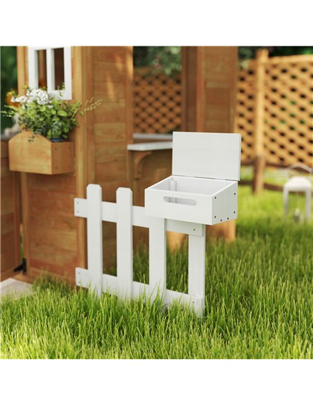 Outsunny Wooden Playhouse for Kids with Door, Windows, Mailbox, Flower Pot Holder, Serving Station, Bench for Children, Yellow - pic 164178 | FastDaddyshop
