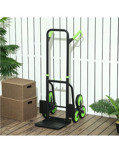 DURHAND Six-Wheel Folding  Sack Barrow Trolley - Black/Green